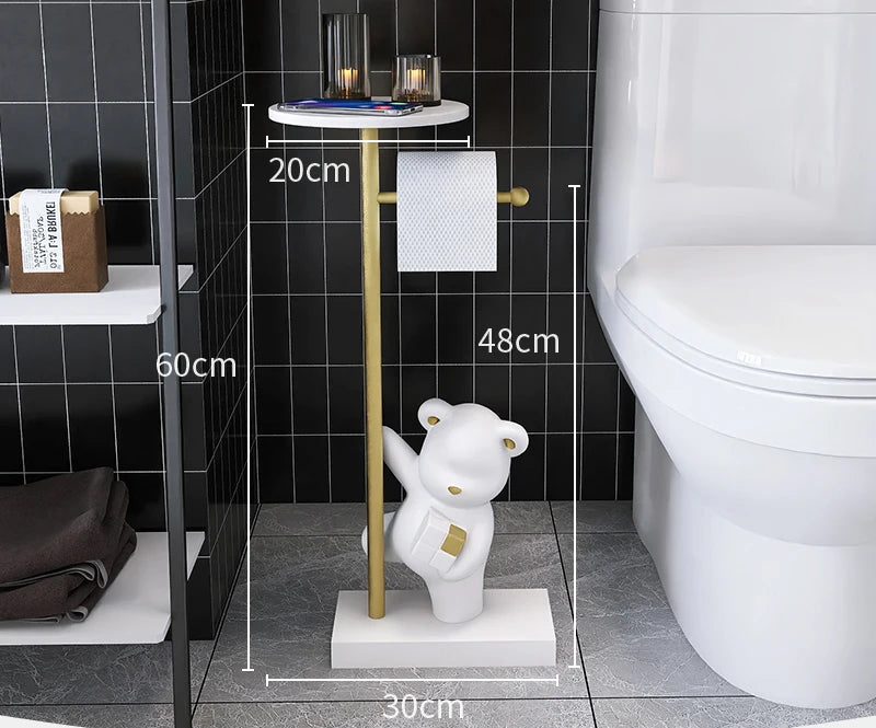 Nordic simple household decoration Bear figurine toilet roll paper rack floor decoration storage rack beside bathroom toilet - 𝕄𝕮 𝕋𝕙𝕖 𝔹𝕝𝕒𝕔𝕜 𝔻𝕚𝕒𝕞𝕠𝕟𝕕