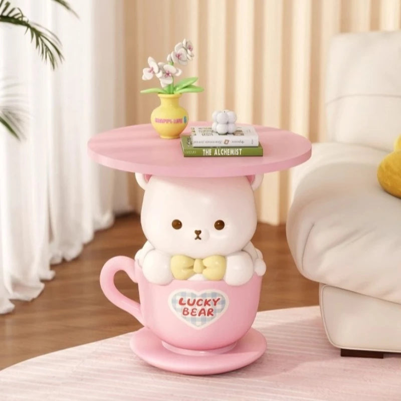 Kawaii Home Decor Creative Small Coffee Table Pink Living Room Side Table Girl&