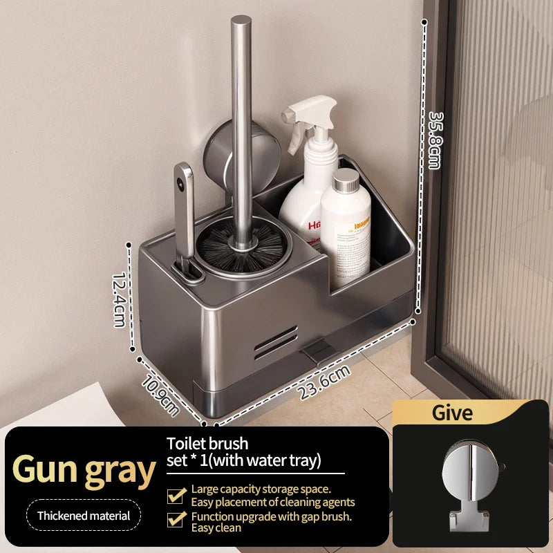 Wall-mounted bathroom storage rack with suction cups and toilet brush by 𝕄𝕔 𝕋𝕙𝕖 𝔹𝕝𝕒𝕔𝕜 𝔻𝕚𝕒𝕞�
