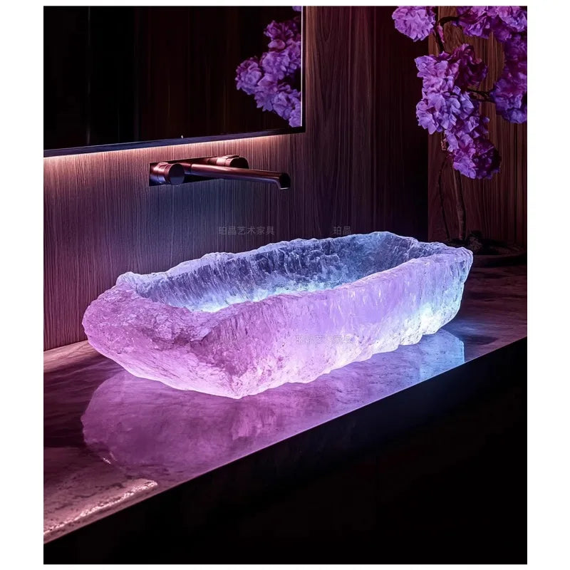 Resin dream crystal stone wash basin by 𝕄𝕔 𝕋𝕙𝕖 𝔹𝕝𝕒𝕔𝕜 𝔻𝕚𝕒𝕞𝕠𝕟
