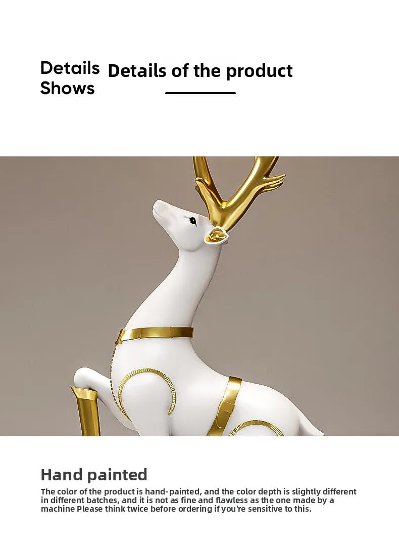 Nordic Luxury Decor Lucky Deer Figurine Living Room Office Desk Decoration Bedroom Night Light Modern Home Art Accessories Gifts - 𝕄𝕮 𝕋𝕙𝕖 𝔹𝕝𝕒𝕔𝕜 𝔻𝕚𝕒𝕞𝕠𝕟𝕕