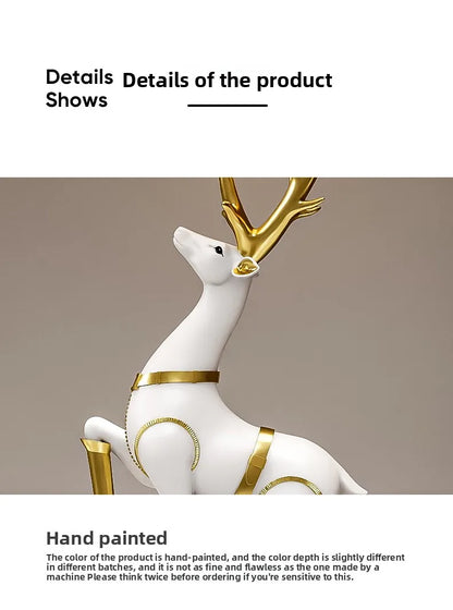 Nordic Luxury Decor Lucky Deer Figurine Living Room Office Desk Decoration Bedroom Night Light Modern Home Art Accessories Gifts - 𝕄𝕮 𝕋𝕙𝕖 𝔹𝕝𝕒𝕔𝕜 𝔻𝕚𝕒𝕞𝕠𝕟𝕕