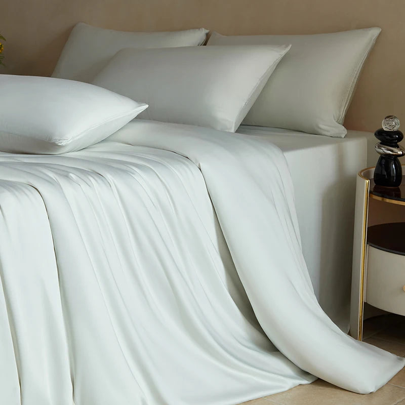 Luxurious MC Collection 100% Mulberry Silk Bedding Set in elegant home decor, showcasing smooth silk fabric and rich texture.