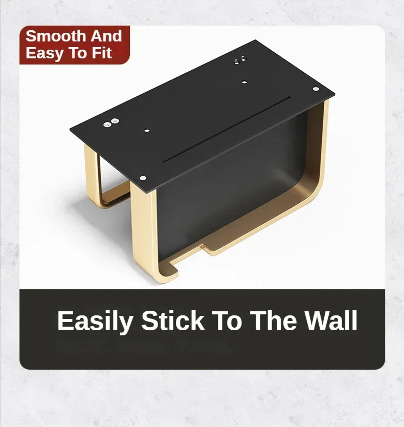 Black gold toilet paper holder from MC THE BLACK DIAMOND, sleek bathroom accessory with modern design.
