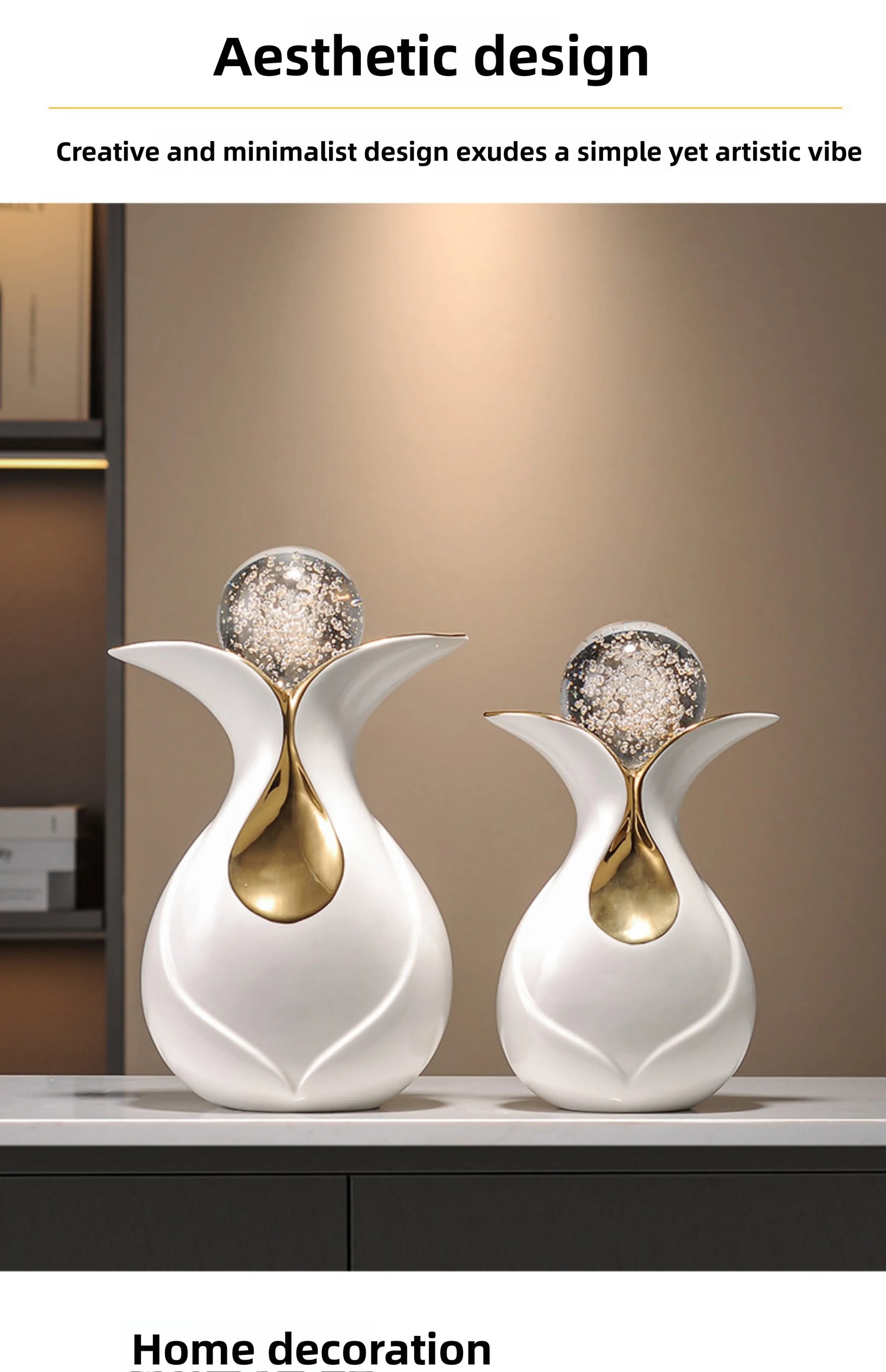 Modern Art Ceramic Ornaments Crystal Ball Feng Shui Home Decor Living Room Wine Cabinet TV Cabinet Office Decorative Figurines - 𝕄𝕮 𝕋𝕙𝕖 𝔹𝕝𝕒𝕔𝕜 𝔻𝕚𝕒𝕞𝕠𝕟𝕕