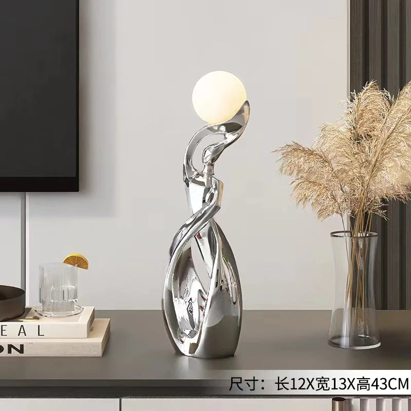 Home Decor Statue Abstract Art Ornaments Nordic Living Room Large Floor Luminous Sculpture Housewarming Gift Interior Figurines - https://mohammadcollection.com
