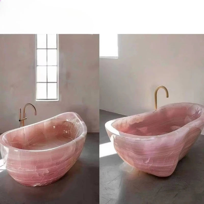 Irregular pink agate bathtubs for custom apartments and villas - https://mohammadcollection.com