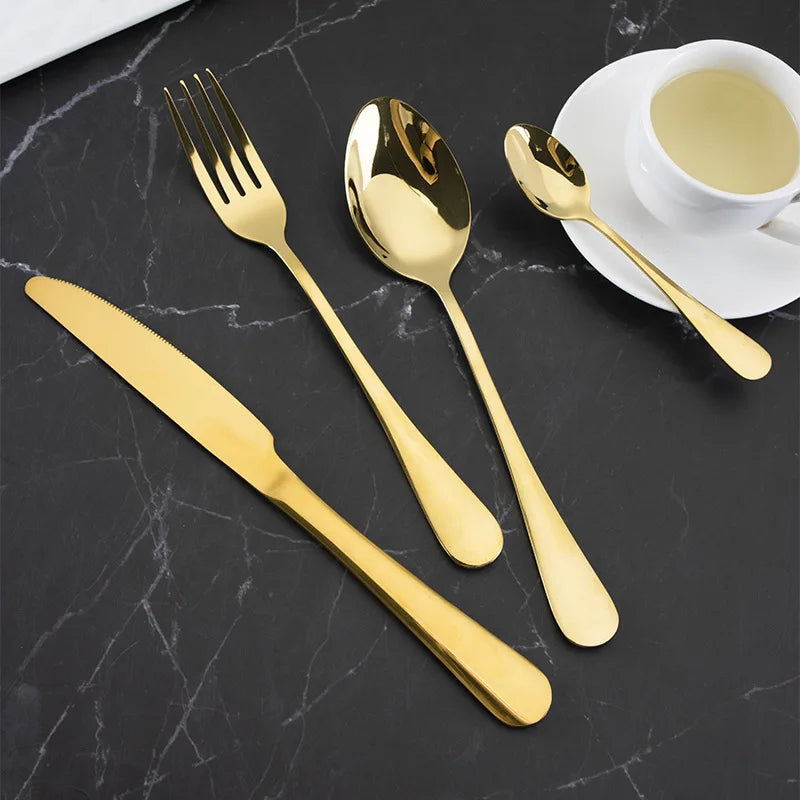 24-piece stainless steel cutlery set including knives forks and spoons from 𝕄𝕔 𝕋𝕙𝕖 𝔹𝕝𝕒𝕔𝕜 𝔻𝕚𝕒𝕞