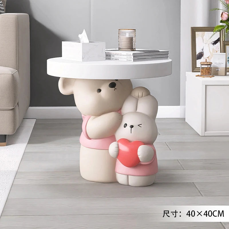 Cream Style Home Decor Parent-child Bear Statue Coffee Table Creative Livingroom Sofa Side Table Bedroom Bedside Table Furniture - 𝕄𝕮 𝕋𝕙𝕖 𝔹𝕝𝕒𝕔𝕜 𝔻𝕚𝕒𝕞𝕠𝕟𝕕