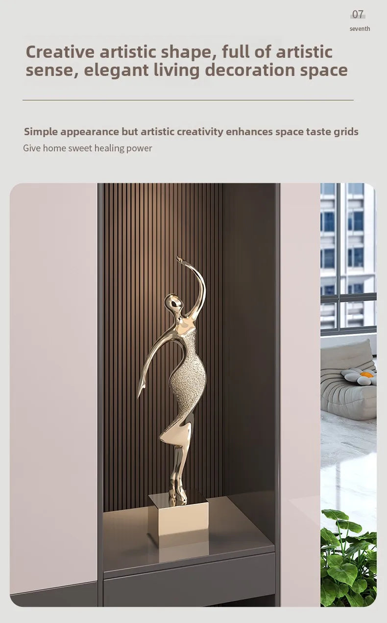 Light Luxury Art Home Decor Electroplating Abstract Figure Sculpture Ornaments High-end Living room Niche Decoration Statue - 𝕄𝕮 𝕋𝕙𝕖 𝔹𝕝𝕒𝕔𝕜 𝔻𝕚𝕒𝕞𝕠𝕟𝕕