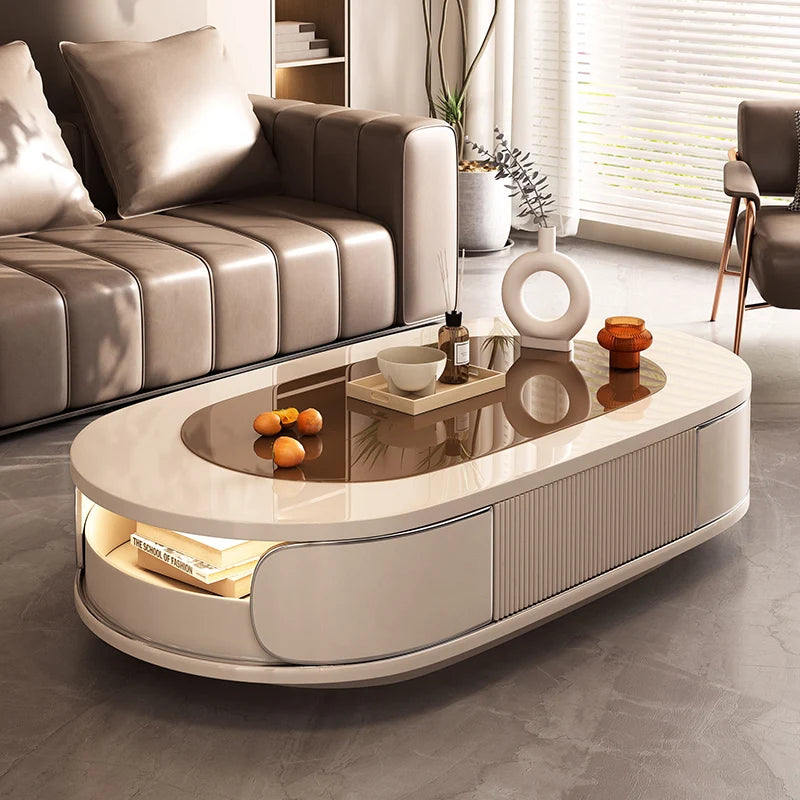 Minimalist Nordic-style coffee table by MC THE BLACK DIAMOND with sleek, aesthetic storage design for modern living spaces.