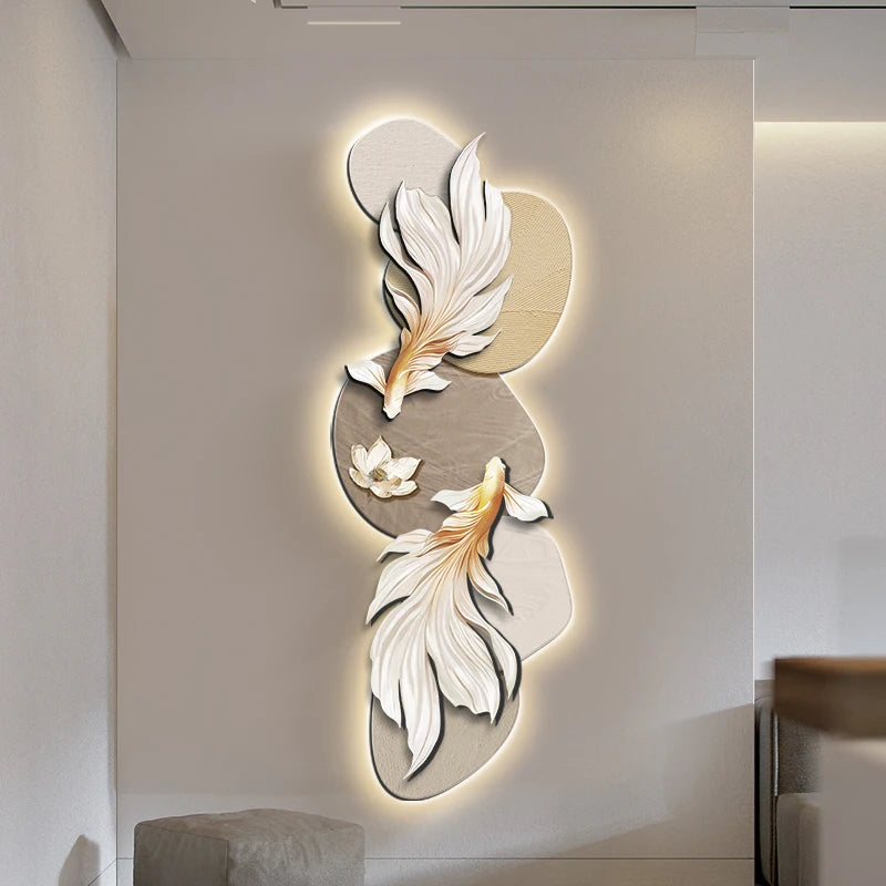3D koi wall decoration poster by MC THE BLACK DIAMOND featuring vibrant, detailed koi fish artwork on a smooth surface.