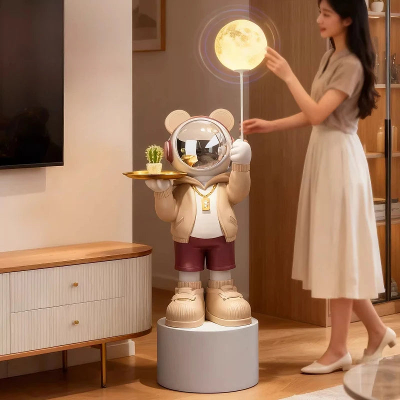 Nordic Living Room Decor Creative Astronaut Statue Storage Tray Luminous Floor Decoration Modern Art Sculpture Home Accessories - 𝕄𝕮 𝕋𝕙𝕖 𝔹𝕝𝕒𝕔𝕜 𝔻𝕚𝕒𝕞𝕠𝕟𝕕