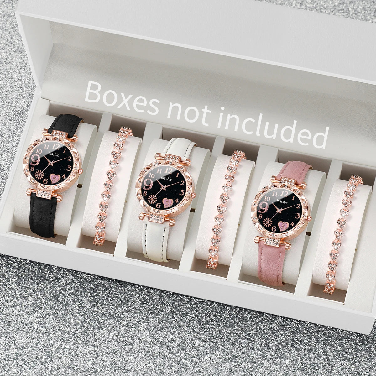 Set of 2/4/6 fashion women's watches with rhinestone details, featuring elegant jewelry design by 𝕄𝕔 𝕋𝕙𝕖 𝔹𝕝𝕒𝕔𝕜 𝔻�