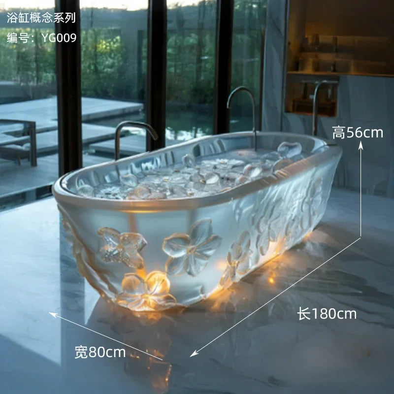 Y Transparent bathtub AI concept couple freestanding crystal corrugated resin bathtub - https://mohammadcollection.com