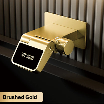 Luxury brass white bathroom faucet with wall mounted design LED digital display Hot and Cold dual control Simple washbasin Mixer - https://mohammadcollection.com