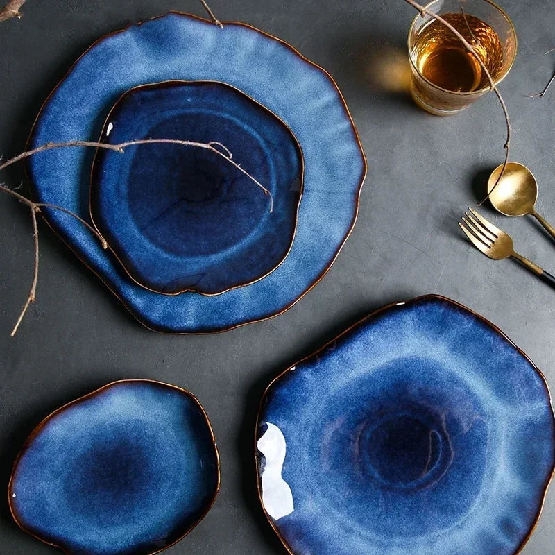 Deep blue ceramic dinner plate by 𝕄𝕔 𝕋𝕙𝕖 𝔹𝕝𝕒𝕔𝕜 𝔻𝕚𝕒𝕞𝕠𝕟�