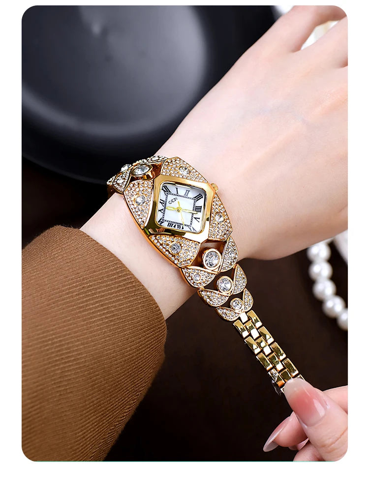 2025 New Women Watch Light Luxury Brand Diamond Inlaid Bracelet Watches Waterproof Ladies Fashion Quartz Clock Wristwatch Gift - https://mohammadcollection.com