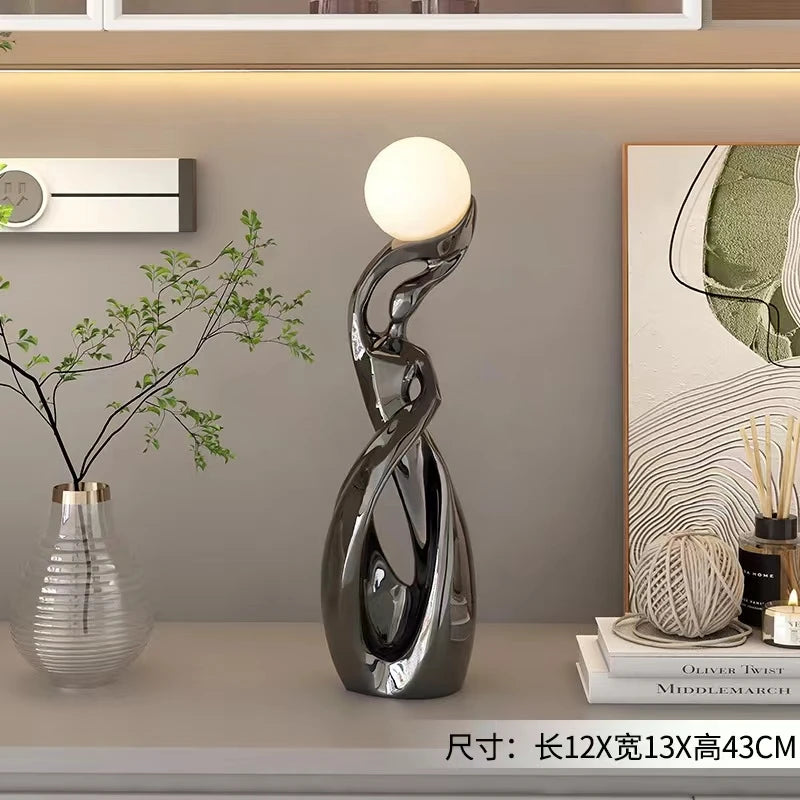 Home Decor Statue Abstract Art Ornaments Nordic Living Room Large Floor Luminous Sculpture Housewarming Gift Interior Figurines - https://mohammadcollection.com