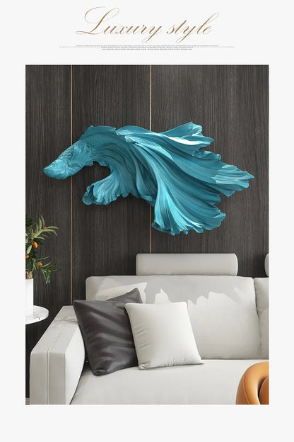 Nordic Home Wall Decor 85cm Fighting Fish Statue Sculpture Feng Shui Decoration Modern Living Room Porch 3D Wall Art Decoration - 𝕄𝕮 𝕋𝕙𝕖 𝔹𝕝𝕒𝕔𝕜 𝔻𝕚𝕒𝕞𝕠𝕟𝕕
