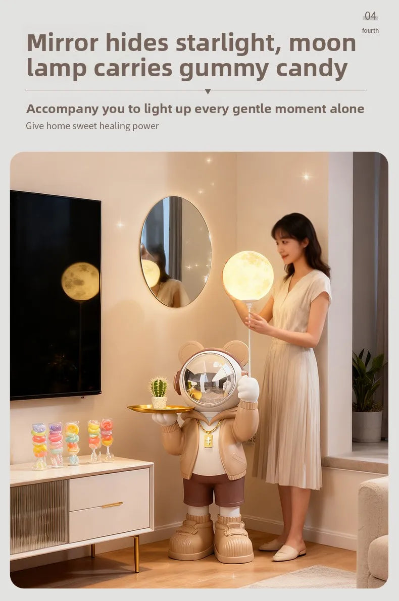 Nordic Living Room Decor Creative Astronaut Statue Storage Tray Luminous Floor Decoration Modern Art Sculpture Home Accessories - 𝕄𝕮 𝕋𝕙𝕖 𝔹𝕝𝕒𝕔𝕜 𝔻𝕚𝕒𝕞𝕠𝕟𝕕