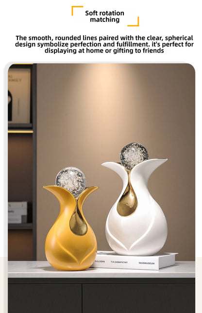 Modern Art Ceramic Ornaments Crystal Ball Feng Shui Home Decor Living Room Wine Cabinet TV Cabinet Office Decorative Figurines - 𝕄𝕮 𝕋𝕙𝕖 𝔹𝕝𝕒𝕔𝕜 𝔻𝕚𝕒𝕞𝕠𝕟𝕕