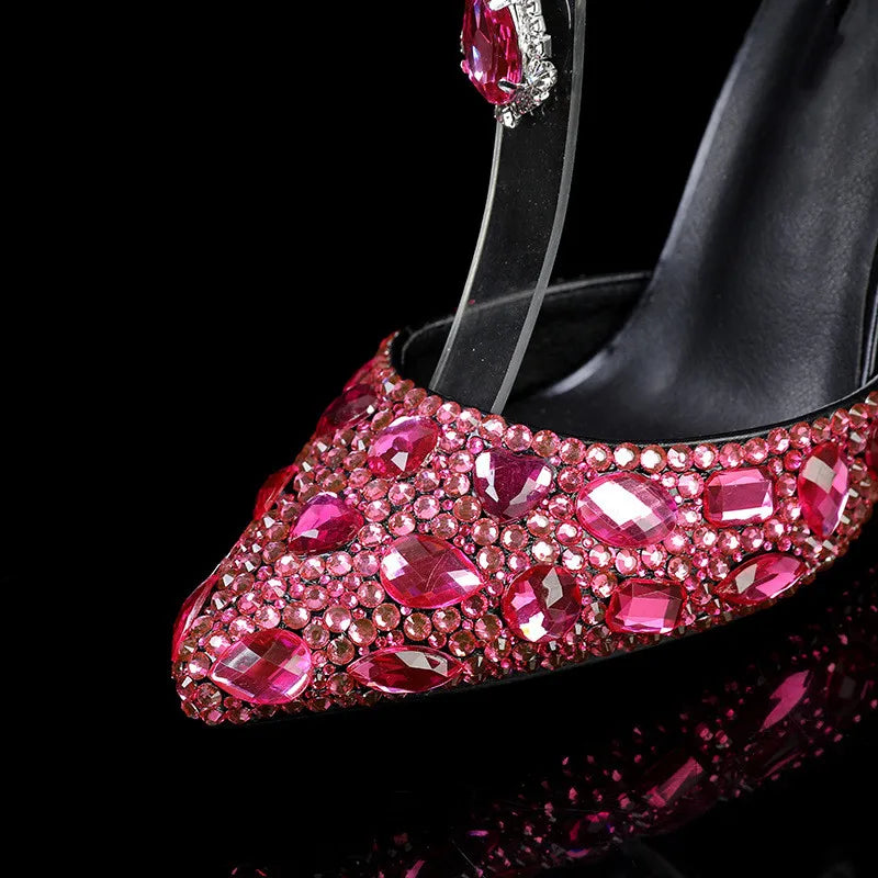 Bling Luxury Handmade Full Rhinestones Women Pumps Fashion Diamonds Crystal Pendant Banquet High heels Party Prom Wedding Shoes - https://mohammadcollection.com