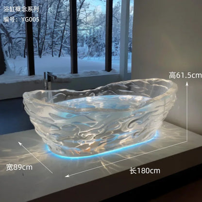 Y Transparent bathtub AI concept couple freestanding crystal corrugated resin bathtub - https://mohammadcollection.com