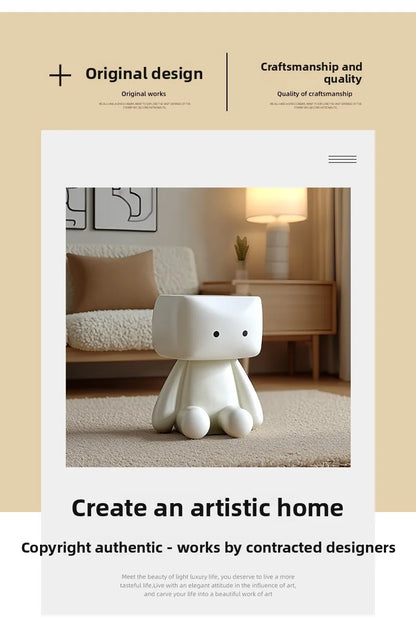 Nordic Style Furniture Living Room Cartoon Robot Statue Side Table Creative Coffee Table Children&