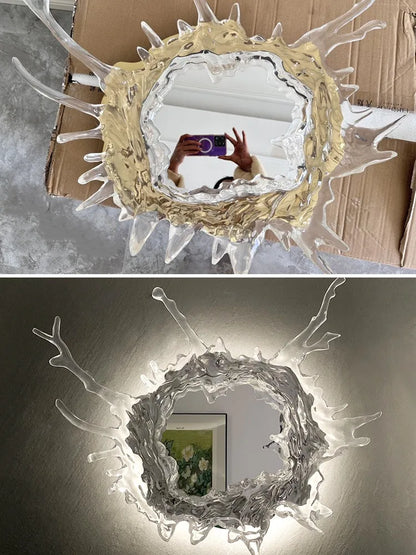 Art Water Flower With Mirror Wall Light Modern Led Wall Lamps For Bathroom Dressing Mirror Wall Sconces Home Decor Wall Lighting - https://mohammadcollection.com