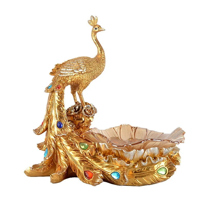 European style peacock fruit candy plate by MC THE BLACK DIAMOND, decorative ceramic tray for dry fruits and snacks in home decor.
