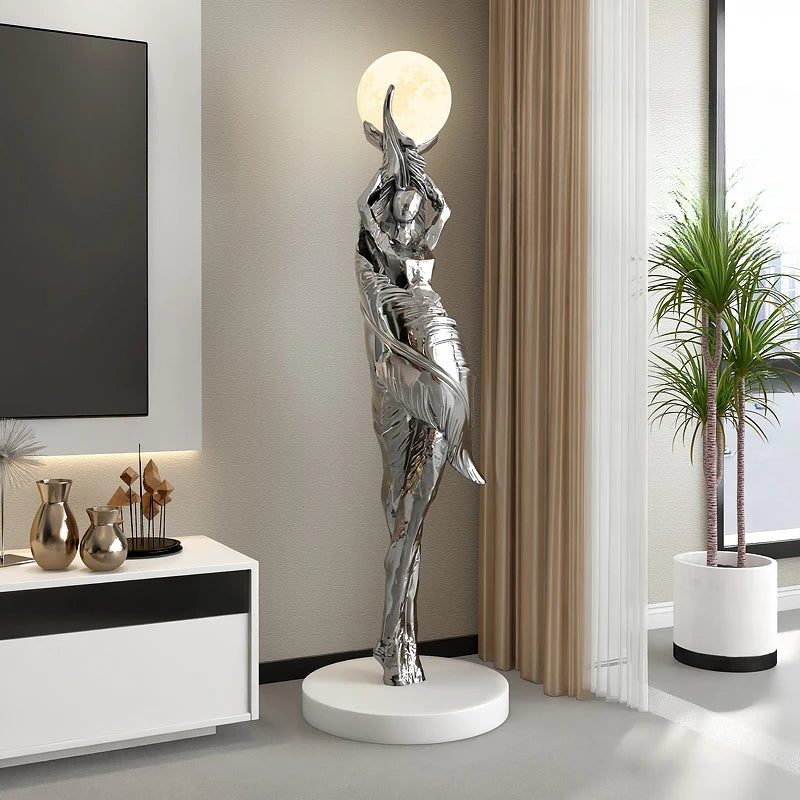 Modern HomeDecor Abstract Feather Girl Art Sculpture Ornament Large Size Figure Statue Living Room Floor Decor Resin Crafts Gift - https://mohammadcollection.com