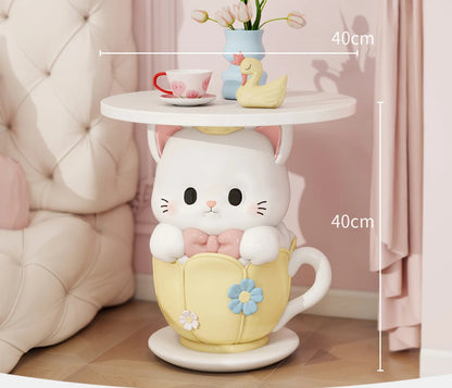 Creative Cartoon Coffee Table Simple Cute Cat Shape Sofa Side Tables Home Living Room Corner Tables Bedroom Bedside Shelf - https://mohammadcollection.com