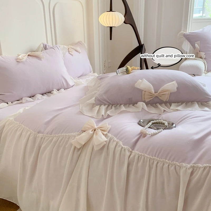 3-piece white bedding set with ruffle duvet cover by 𝕄𝕔 𝕋𝕙𝕖 𝔹𝕝𝕒𝕔𝕜 𝔻𝕚𝕒𝕞𝕠
