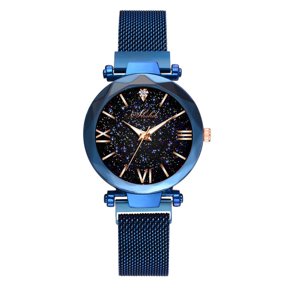 Starry Quartz Watch with lazy magnet strap from Mohammad Collection, featuring a slip-on shoe design and stylish starry pattern.