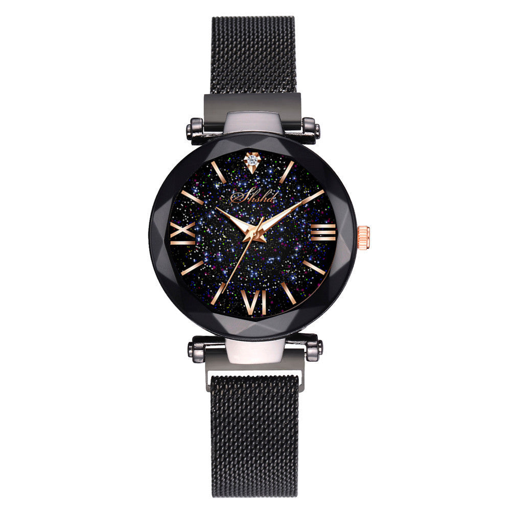 Starry Quartz Watch with Lazy Magnet Strap by Mohammad Collection, slip-on shoes featuring a sleek, stylish design.