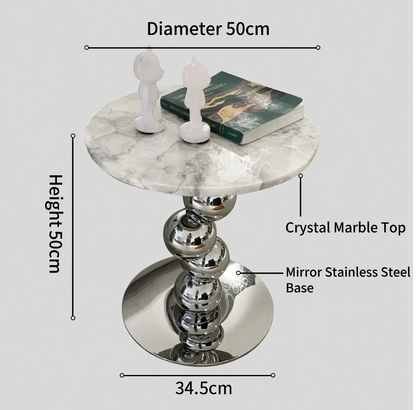 Nordic style natural marble sofa side table by MC THE BLACK DIAMOND, modern home decor with sleek marble surface and minimalist design.